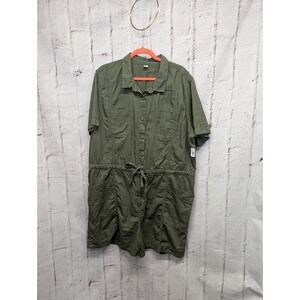 Old Navy Shorts Romper Safari No Peek Womens Cotton Button Up Utility 2X‎ New